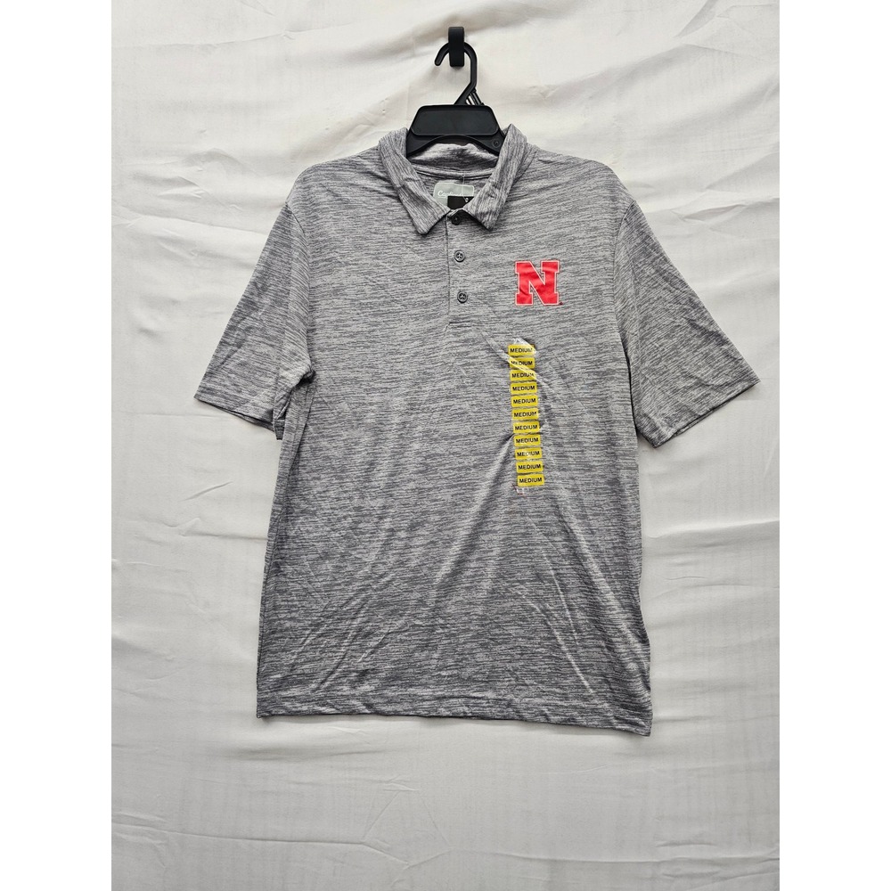 Captivating Mens Nebraska Huskers Polo Shirt Grey Polyester Athletic Size Medium